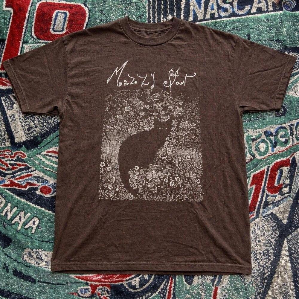Brown Graphic Cat Nature Tee Relaxed Fit Streetwear T Shirt